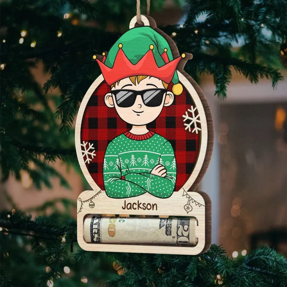 Love Grows Best In A Happy Family - Family Personalized Custom Ornament, Money Holder - Wood Custom Shaped -  Christmas Gift For Family Members