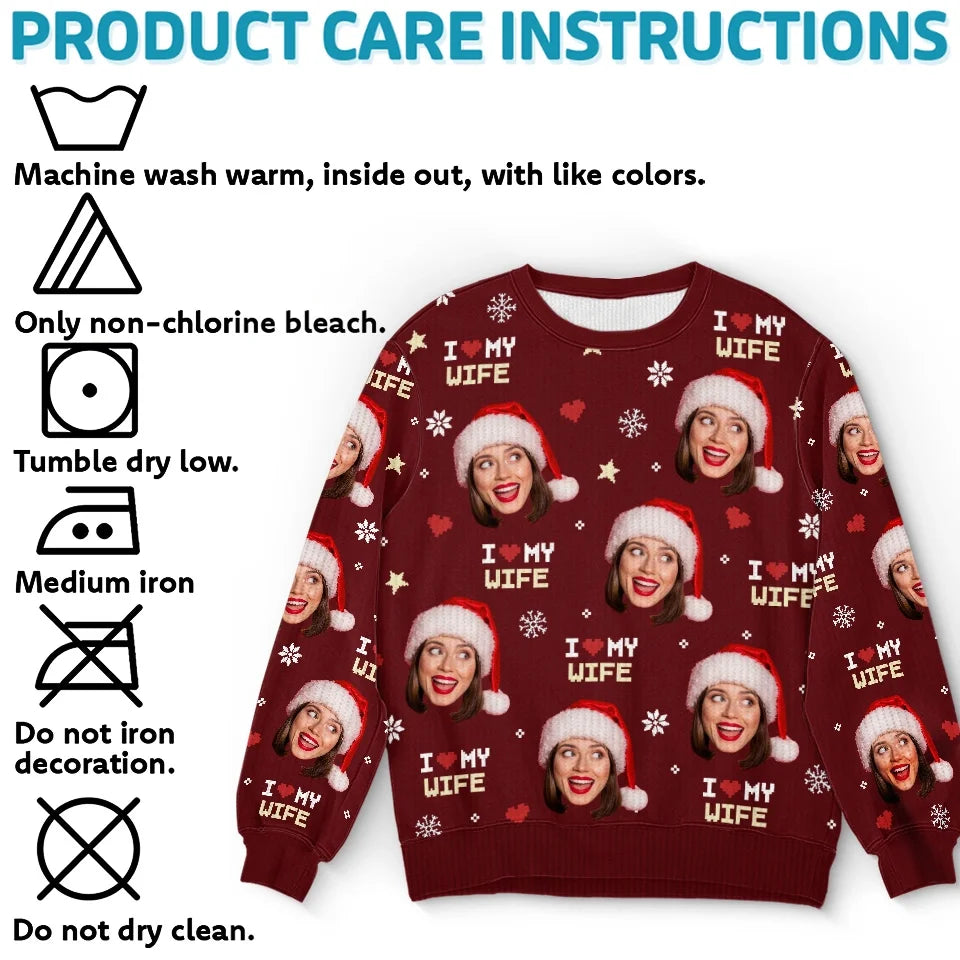Custom Photo Together Is The Best Place To Be This Christmas - Couple Personalized Custom Ugly Sweatshirt - Unisex Wool Jumper - Christmas Gift For Husband Wife, Anniversary