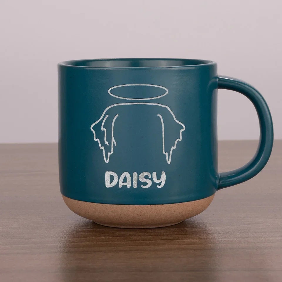 Angel With Paws, Heaven Gained A Furry Friend - Memorial Personalized Custom Pottery Mug - Sympathy Gift For Pet Owners, Pet Lovers