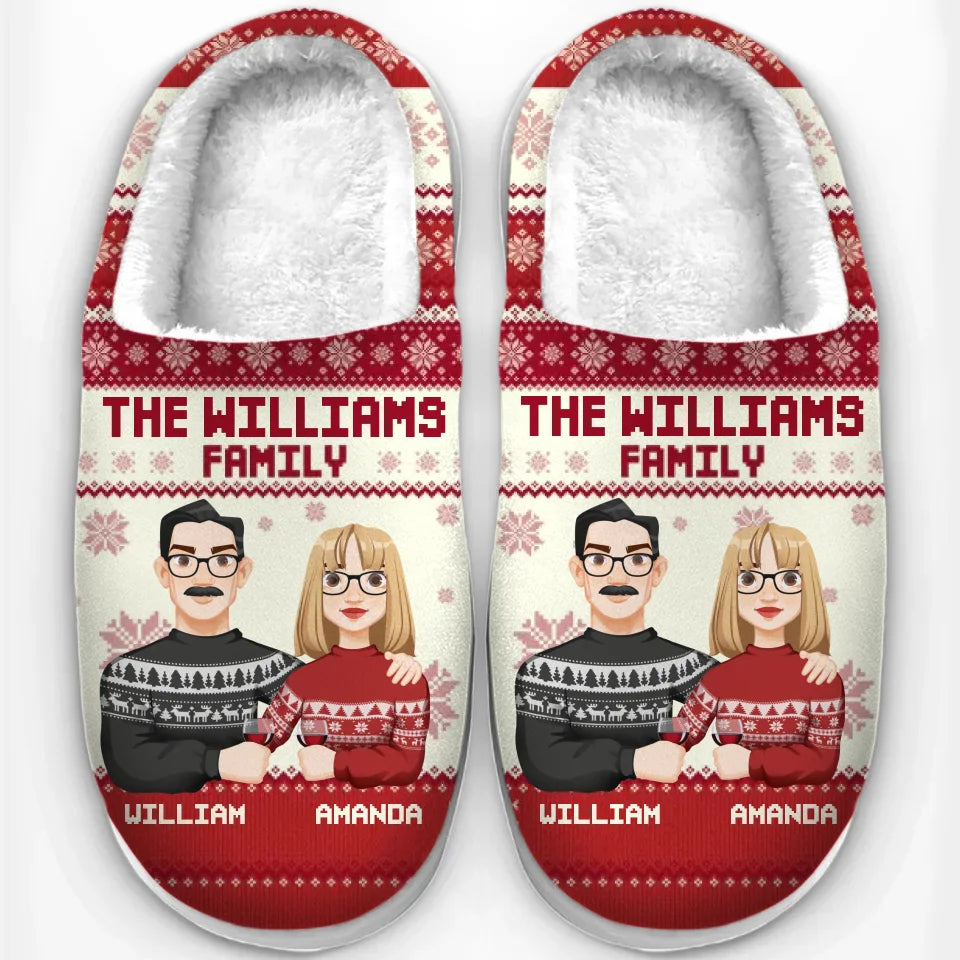 Christmas Is A Time For Comfort, Joy, And Family Bonding - Family Personalized Custom Fluffy Slippers - Christmas Gift For Family Members