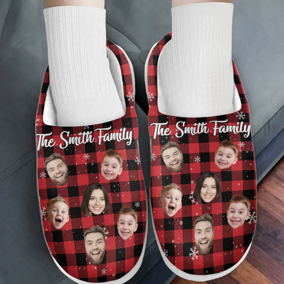 Custom Photo Make Family Time Extra Special With Warm Fluffy Footwear - Family Personalized Custom Fluffy Slippers - Christmas Gift For Family Members