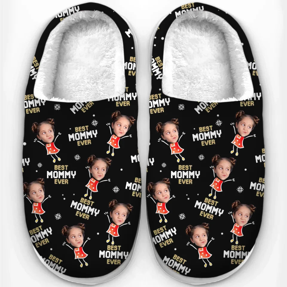 Custom Photo A Parent's Heart Finds Joy In A Child's Smile - Family Personalized Custom Fluffy Slippers - Christmas Gift For Family Members