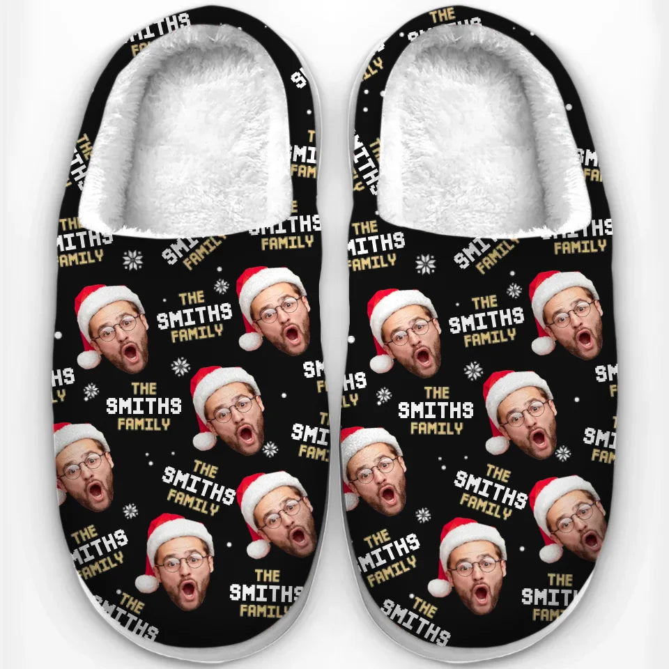 Custom Photo The Heart Of A Family Shines In Every Face - Family Personalized Custom Fluffy Slippers - Christmas Gift For Family Members