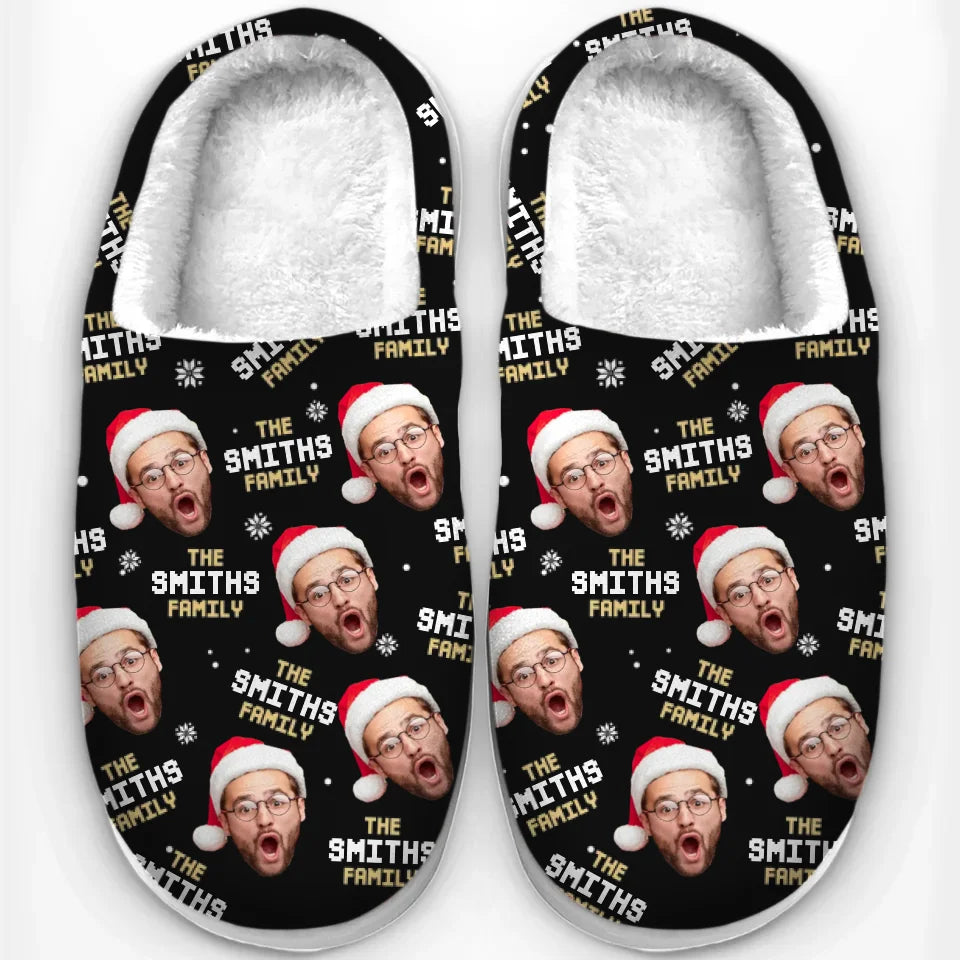 Custom Photo The Heart Of A Family Shines In Every Face - Family Personalized Custom Fluffy Slippers - Christmas Gift For Family Members