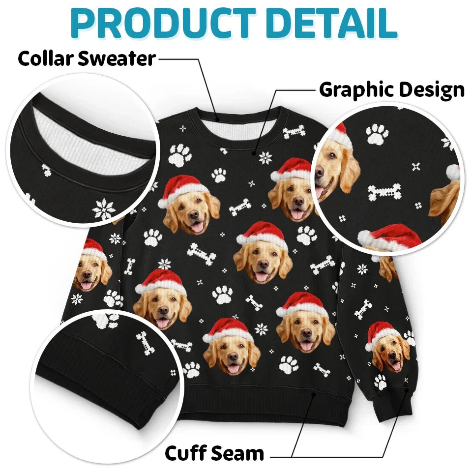 Custom Photo Celebrate Christmas With Furry Friends - Dog & Cat Personalized Custom Ugly Sweatshirt - Unisex Wool Jumper - Christmas Gift For Pet Owners, Pet Lovers