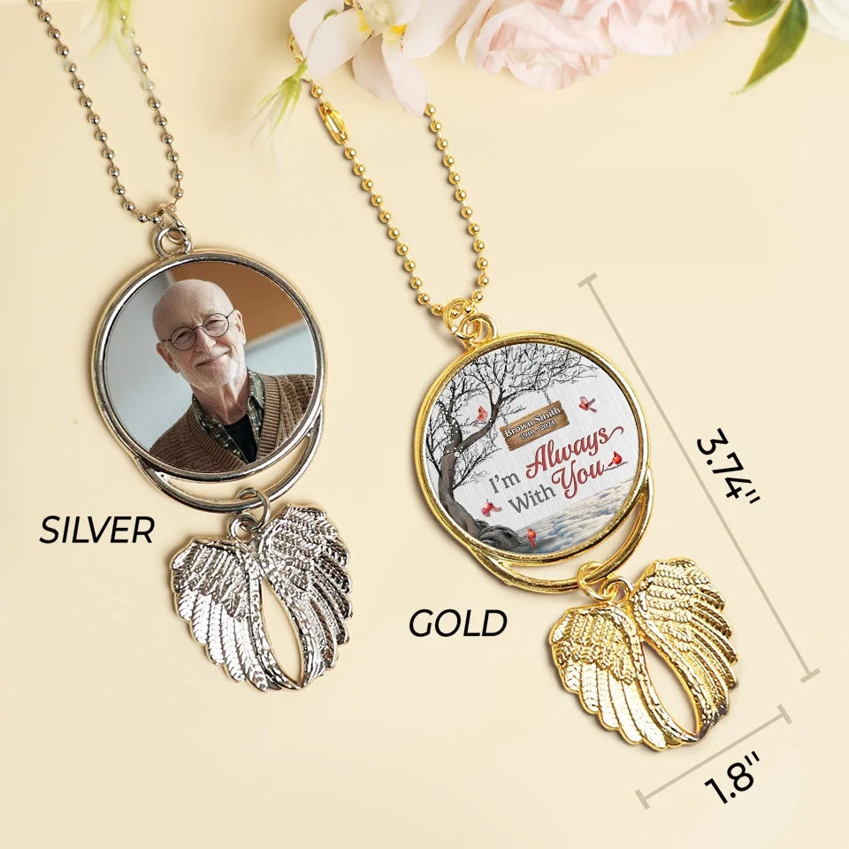 Custom Photo Not A Day Goes By That You're Not Missed - Personalized Custom Memorial Charm Angel Wings - Sympathy Gift For Family Members