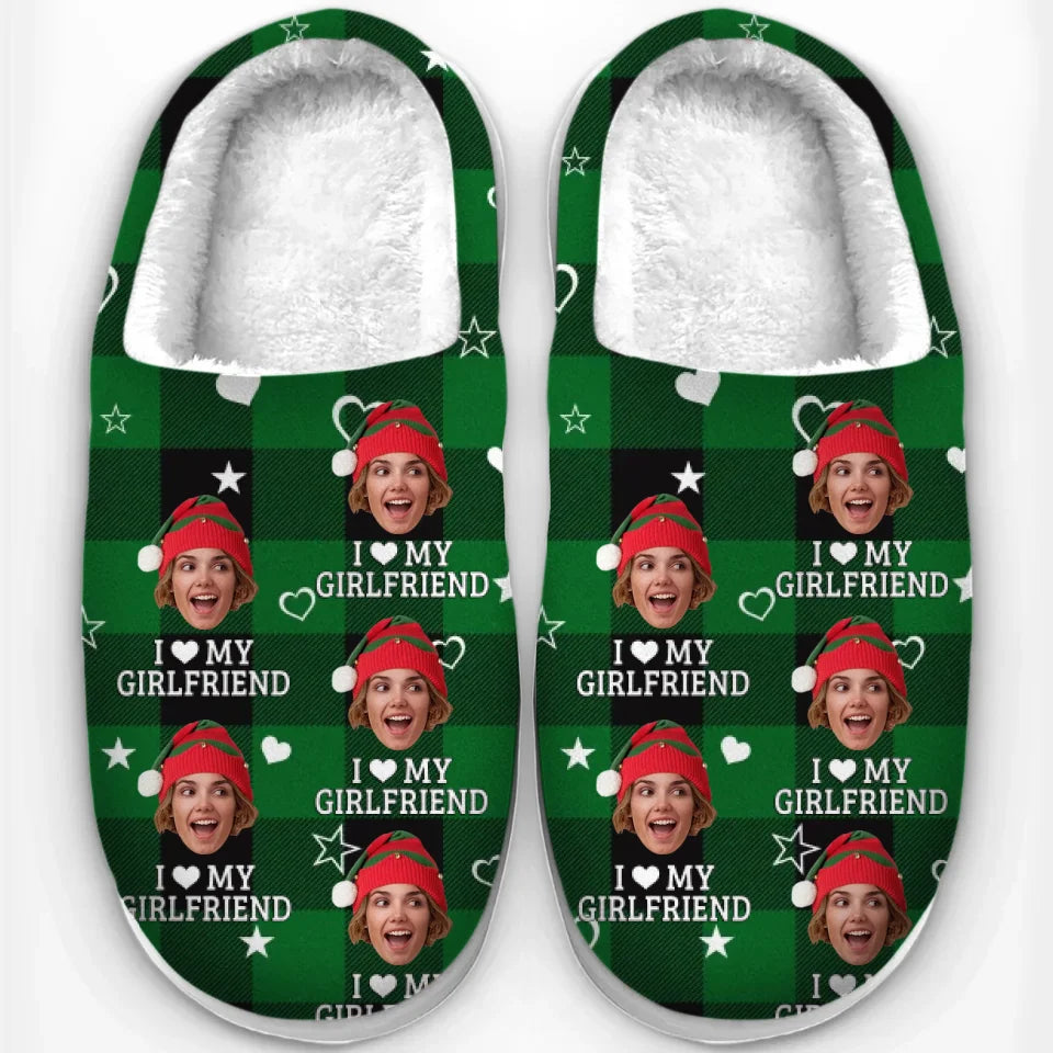 Custom Photo I Love You - Couple Personalized Custom Fluffy Slippers - Christmas Gift For Husband Wife, Anniversary