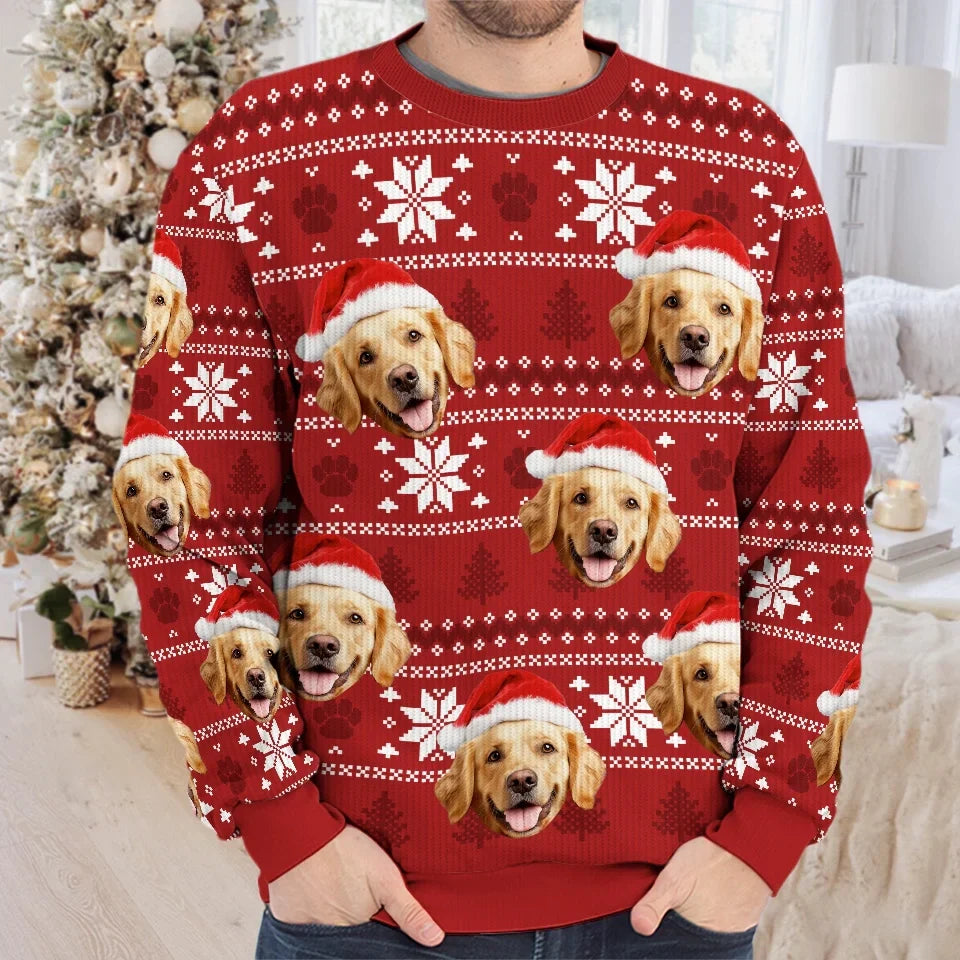 Custom Photo May Your Christmas Be Furry And Bright - Dog & Cat Personalized Custom Ugly Sweatshirt - Unisex Wool Jumper - Christmas Gift For Pet Owners, Pet Lovers