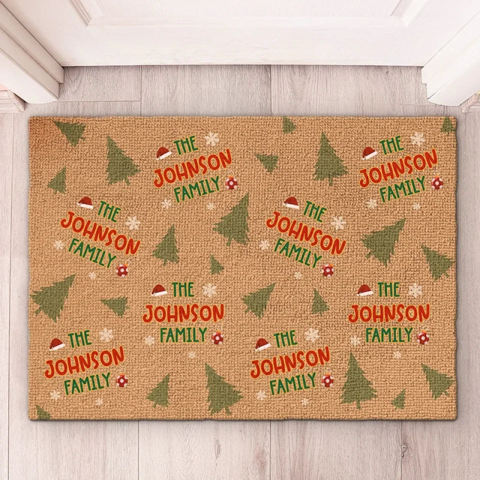 Family Makes The Season Bright - Family Personalized Custom Home Decor Decorative Mat - Christmas Gift For Family Members