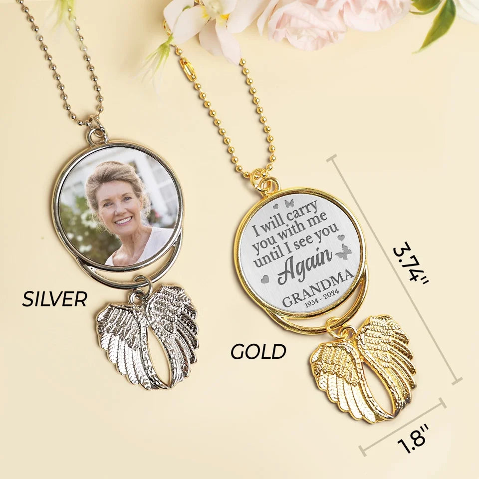 Custom Photo Untill I See You Again - Personalized Custom Memorial Charm Angel Wings - Sympathy Gift For Family Members