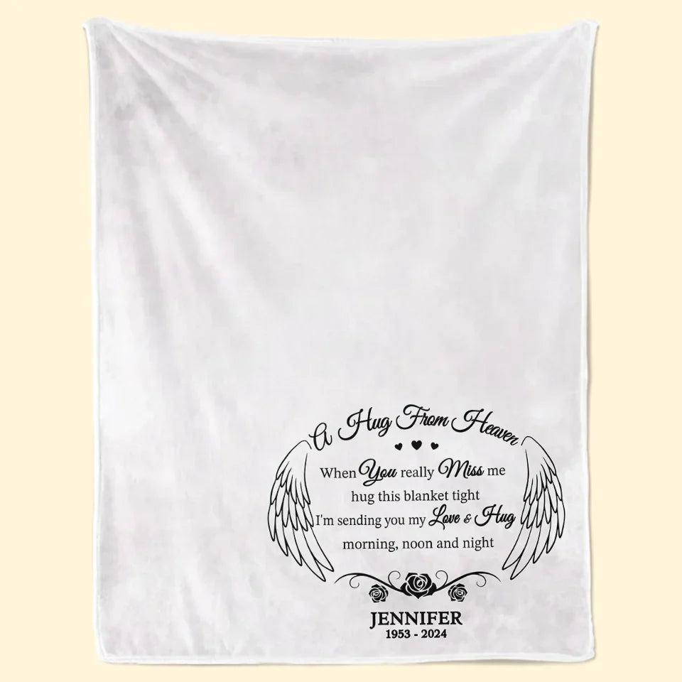 Love From Heaven - Memorial Personalized Custom Blanket - Sympathy Gift For Family Members