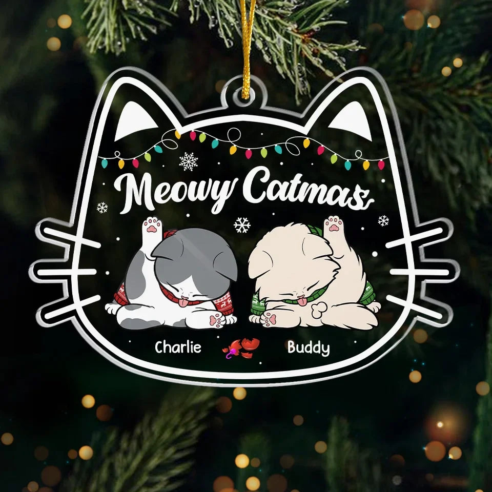 The Cutest Santa Paws - Cat Personalized Custom Ornament - Acrylic Custom Shaped - Christmas Gift For Pet Owners, Pet Lovers