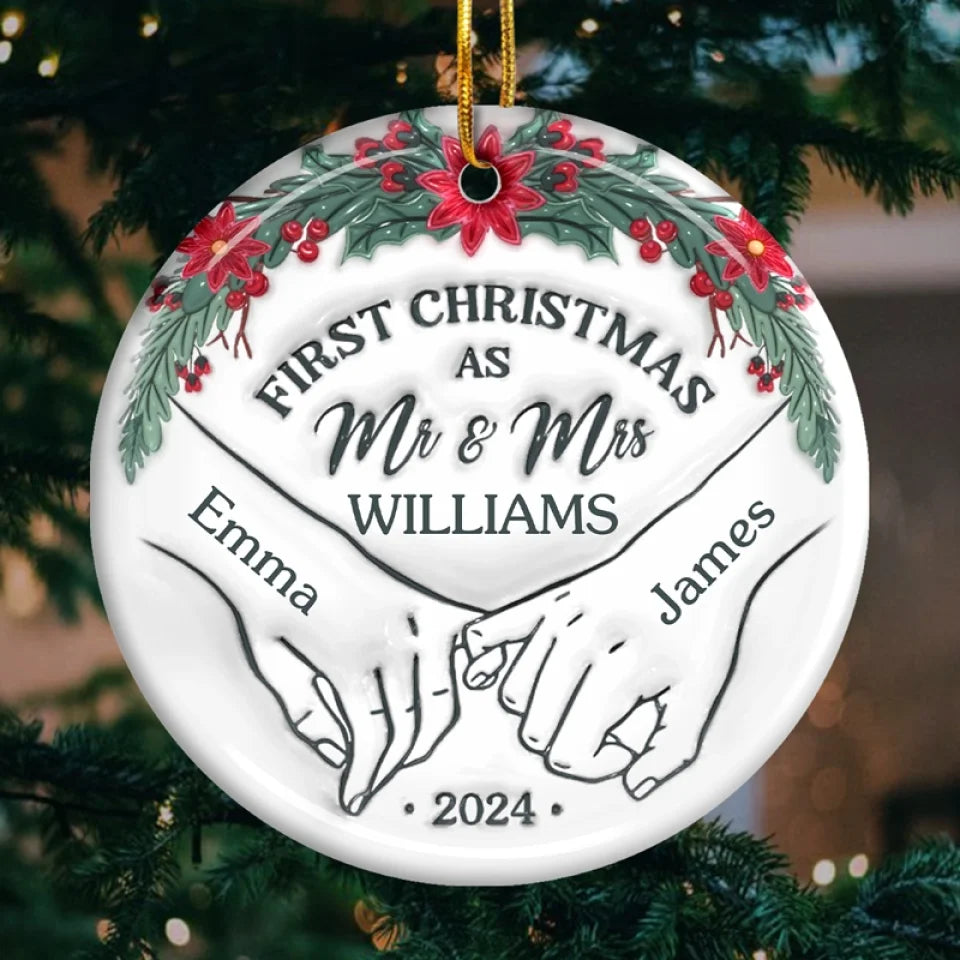 It's Beginning To Look A Lot Like Our First Christmas - Couple Personalized Custom 3D Inflated Effect Printed Ornament - Ceramic Round Shaped - Christmas Gift For Husband Wife, Anniversary, First Christmas