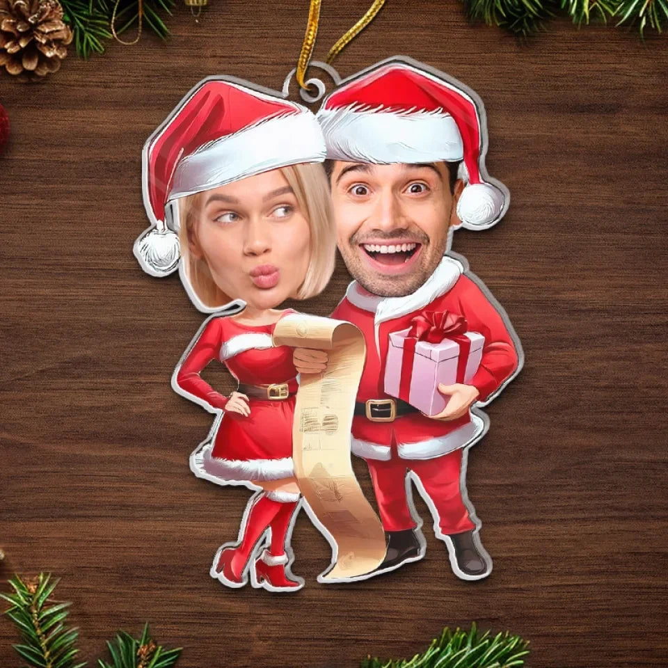 Custom Photo The Only Gift I Want This Year Is Your Presence - Couple Personalized Custom Ornament - Acrylic Custom Shaped - Christmas Gift For Husband Wife, Anniversary