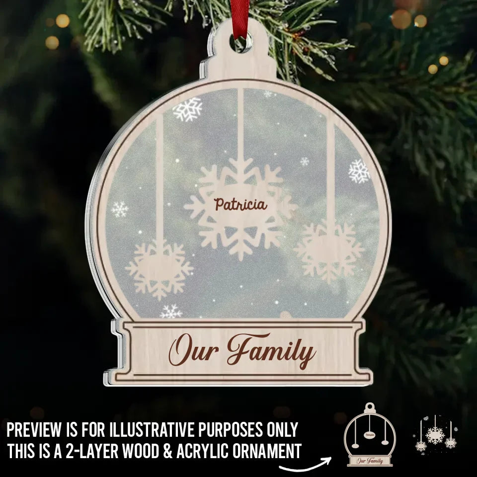 The World Changes When It Snows - Family Personalized Custom Wood & Acrylic Ornament - Christmas Gift For Family Members