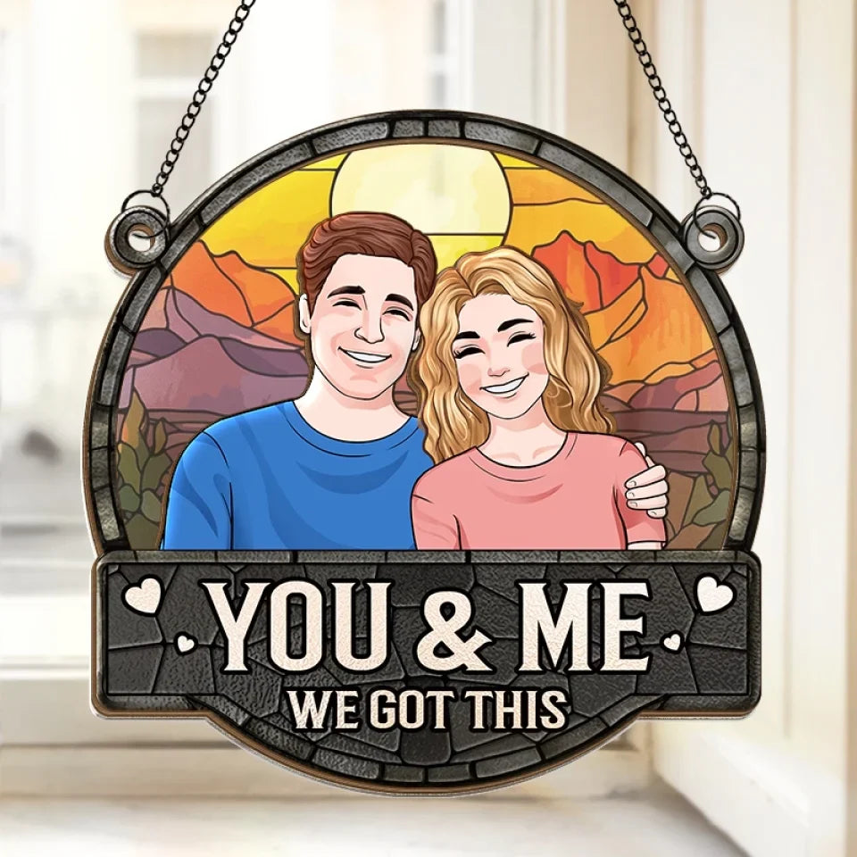 Ho, Ho, Home For Christmas - Couple Personalized Window Hanging Suncatcher Ornament - Christmas Gift For Husband Wife, Anniversary