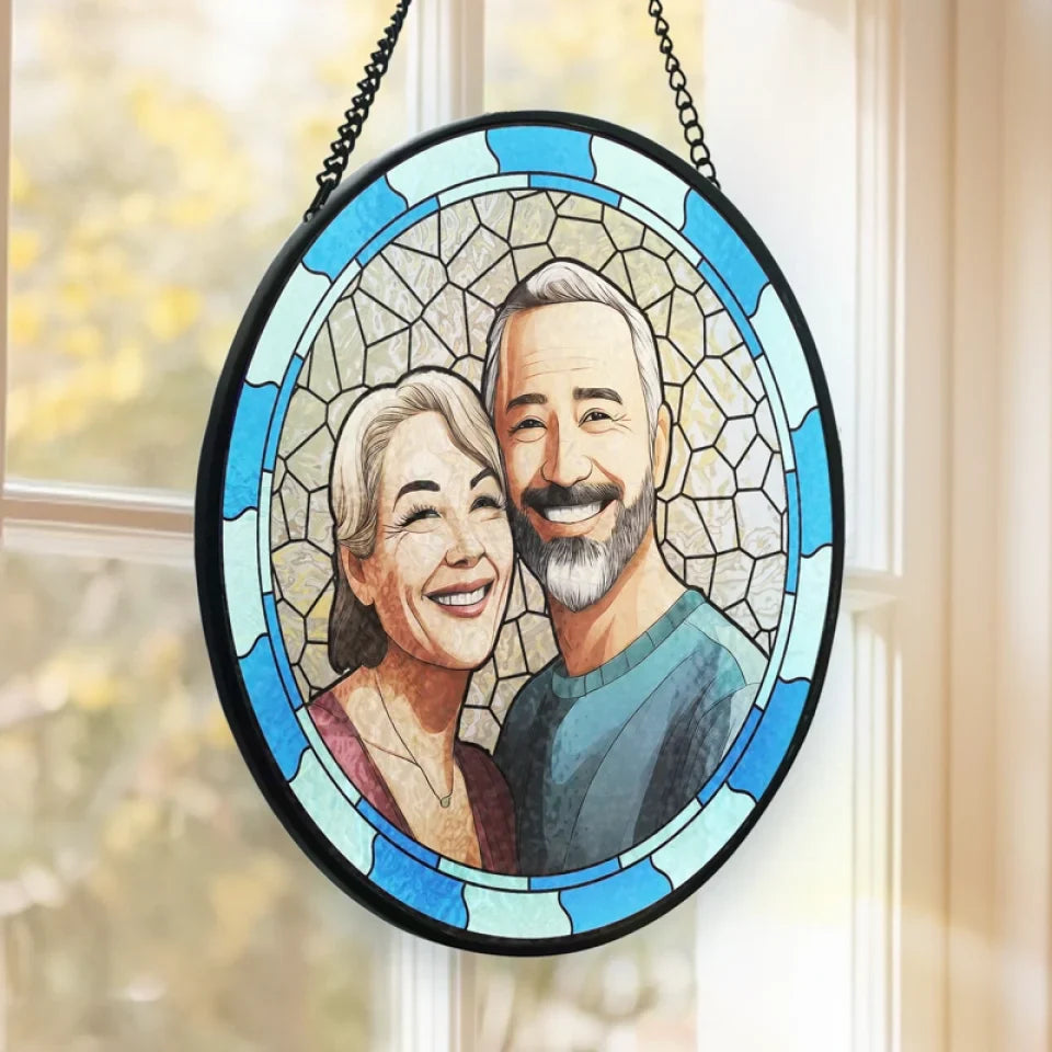 Custom Photo You Stole My Heart But I’ll Let You Keep It - Couple Personalized Custom Stained Glass Window Hanging Suncatcher - Sympathy Gift For Husband Wife, Anniversary
