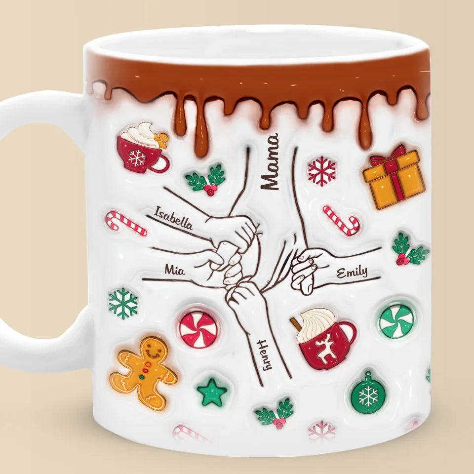 Home For The Holidays - Family Personalized Custom 3D Inflated Effect Printed Mug - Christmas Gift For Gift For Mom, Grandma