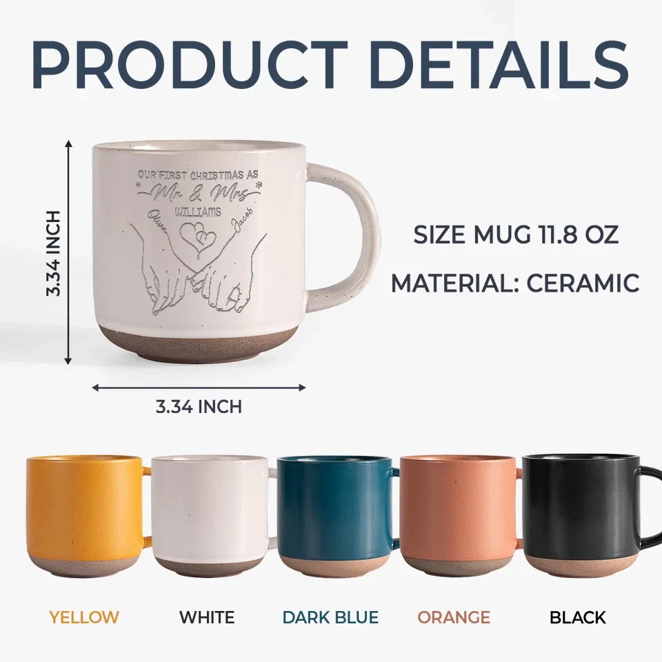 Our First Christmas - Couple Personalized Custom Pottery Mug - Christmas Gift For Husband Wife, Anniversary, First Christmas