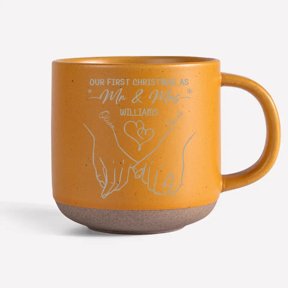 Our First Christmas - Couple Personalized Custom Pottery Mug - Christmas Gift For Husband Wife, Anniversary, First Christmas