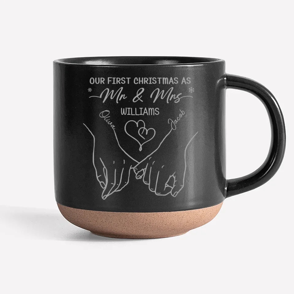 Our First Christmas - Couple Personalized Custom Pottery Mug - Christmas Gift For Husband Wife, Anniversary, First Christmas