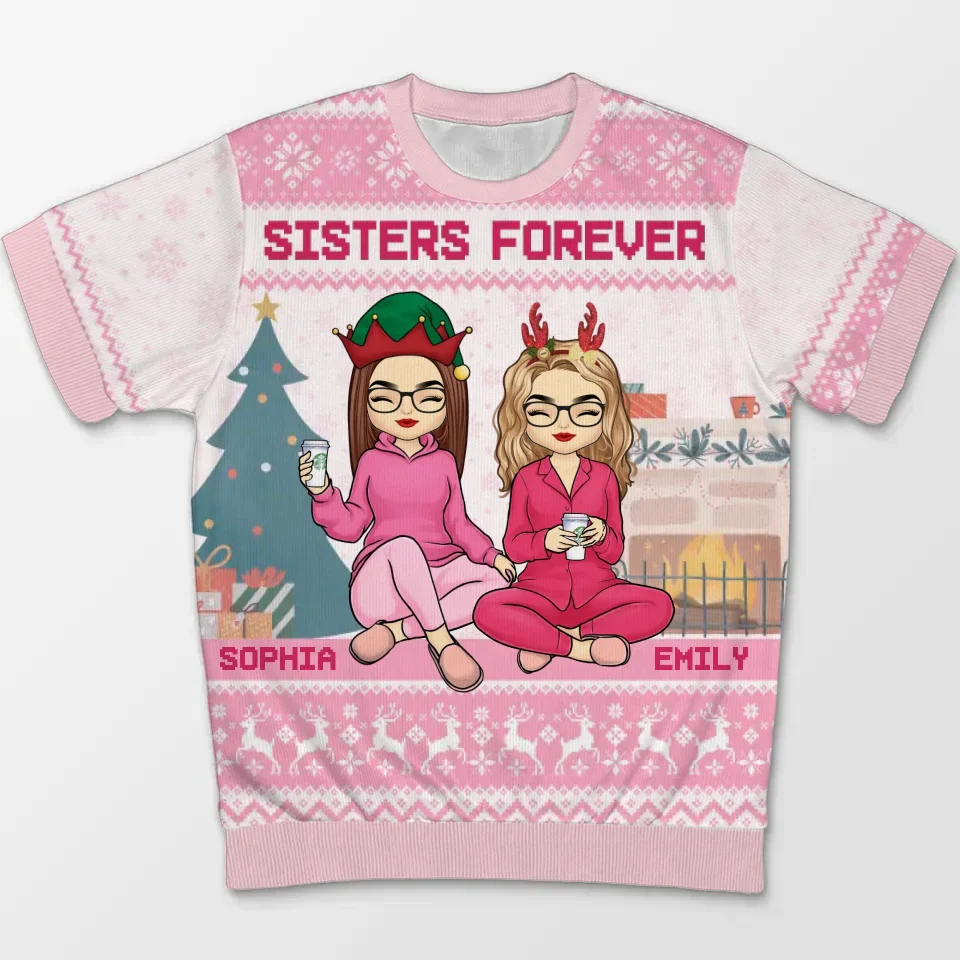 May All Your Days Be Merry And Bright - Bestie Personalized Custom All Over Print Adult Short Sleeve Sweater - Christmas Gift For Best Friends, BFF, Sisters