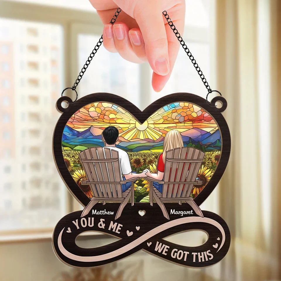 Together Is The Best Place To Be - Couple Personalized Window Hanging Suncatcher Ornament - Christmas Gift For Husband Wife, Anniversary