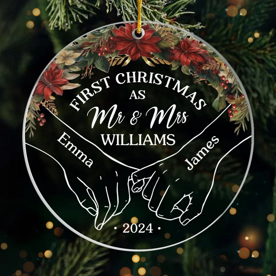 Two Hearts, One Special Christmas - Couple Personalized Custom Ornament - Acrylic Custom Shaped - Christmas Gift For Husband Wife, Anniversary, First Christmas