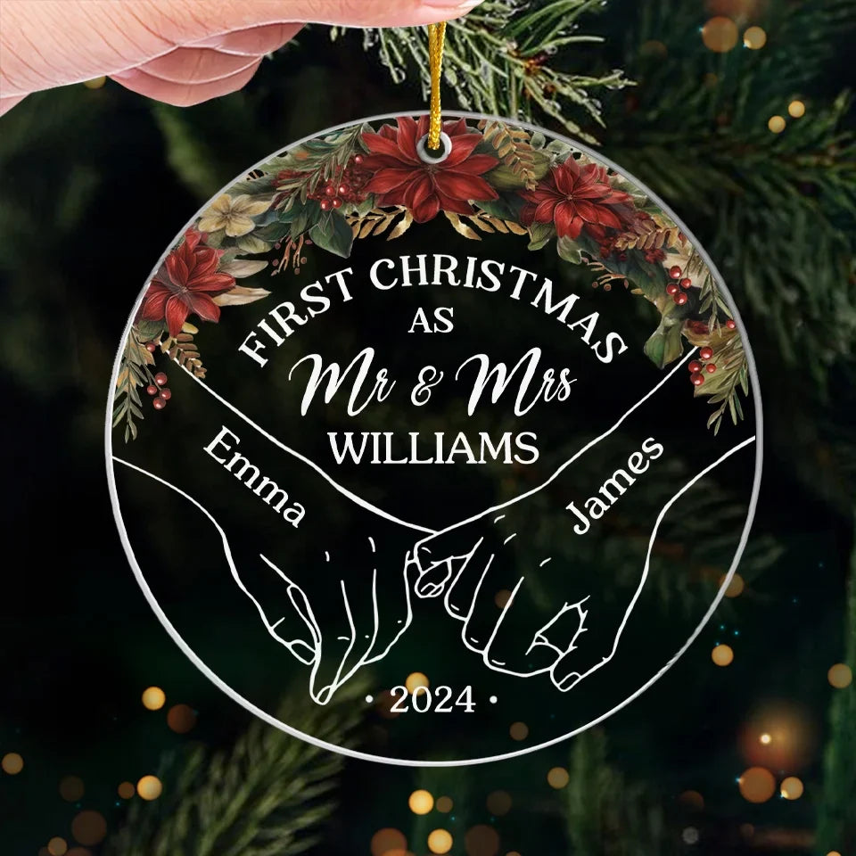 Two Hearts, One Special Christmas - Couple Personalized Custom Ornament - Acrylic Custom Shaped - Christmas Gift For Husband Wife, Anniversary, First Christmas