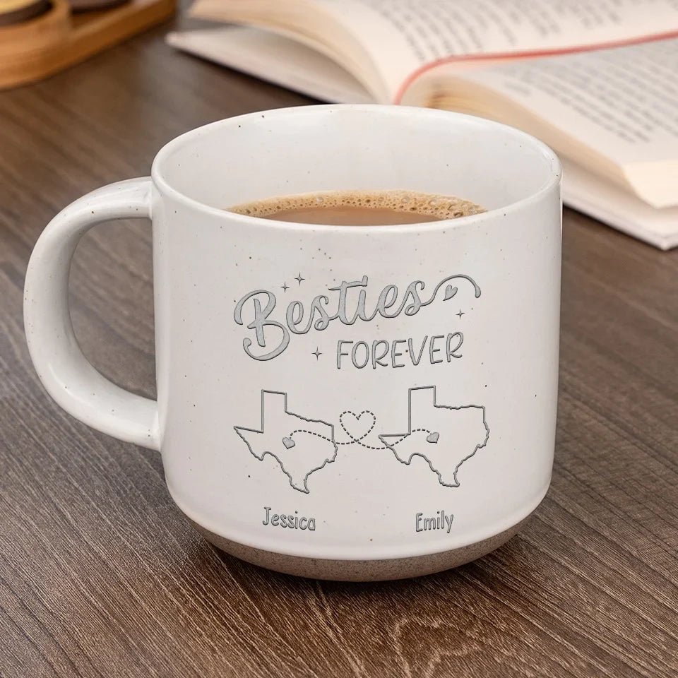 No Distance Can Weaken Our Bond - Bestie Personalized Custom Pottery Mug - Gift For Best Friends, BFF, Sisters