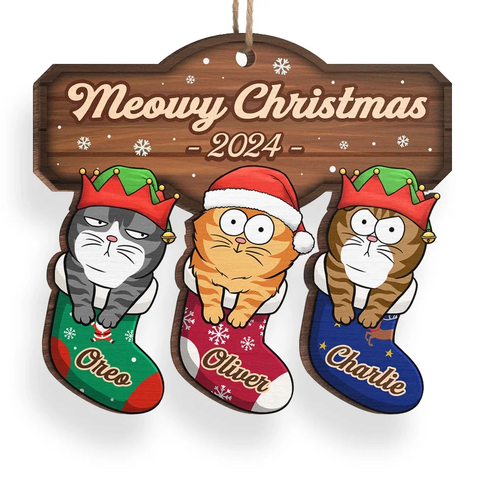 Deck The Paws With Lots Of Claws - Cat Personalized Custom Ornament - Wood Custom Shaped - Christmas Gift For Pet Owners, Pet Lovers