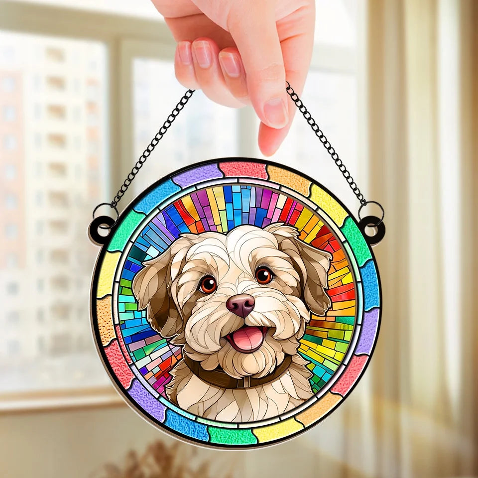 Custom Photo Forever Loved, Never Forgotten - Memorial Personalized Window Hanging Suncatcher Ornament - Sympathy Gift For Pet Owners, Pet Lovers