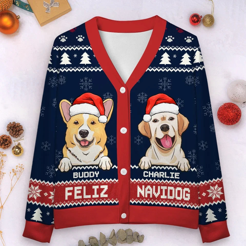 Furry Love Makes Christmas Complete - Dog & Cat Personalized Custom Ugly Christmas Cardigan - Christmas Gift For Pet Owners, Pet Lovers