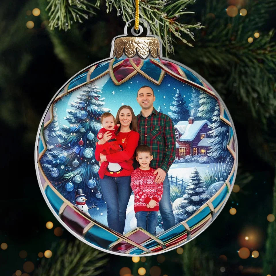 Custom Photo Every Time We Love, Every Time We Give, It’s Christmas - Family Personalized Custom Ornament - Acrylic Custom Shaped - Christmas Gift For Family Members