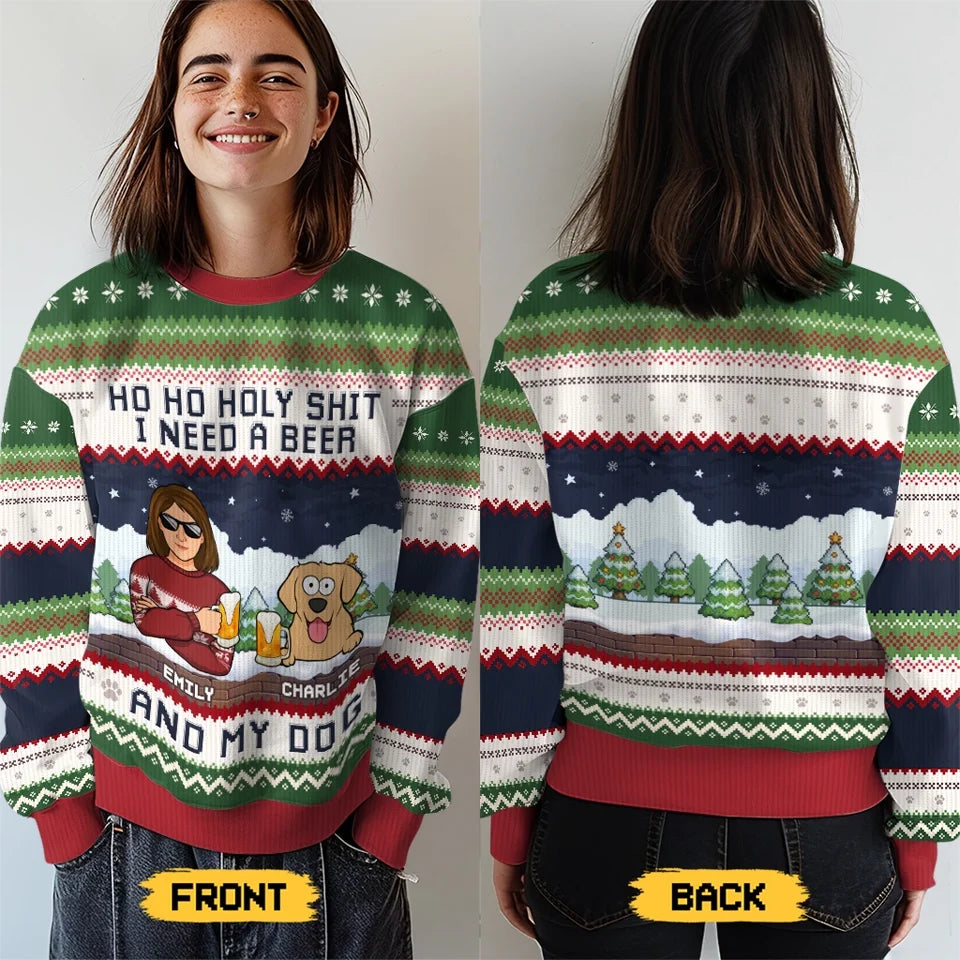 I Need A Beer - Dog & Cat Personalized Custom Ugly Sweatshirt - Unisex Wool Jumper - Christmas Gift For Pet Owners, Pet Lovers