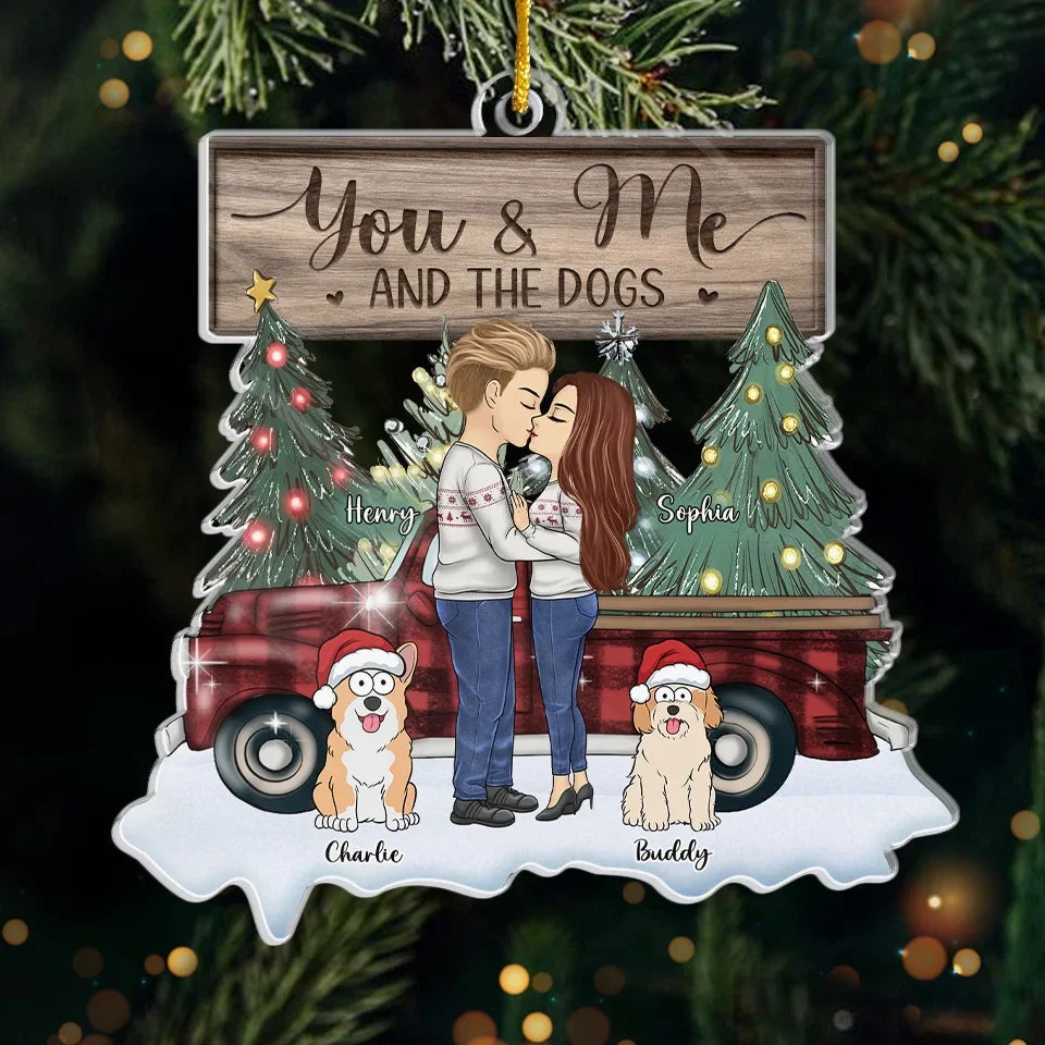 Warm Wishes To You And Your Beloved Furry Family - Couple Personalized Custom Ornament - Acrylic Custom Shaped - Christmas Gift For Husband Wife, Anniversary, Pet Owners, Pet Lovers