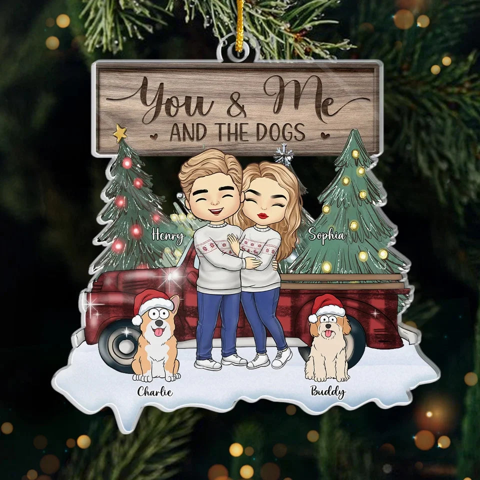 Paws And Claws, Our Pets Bring Christmas Cheer - Couple Personalized Custom Ornament - Acrylic Custom Shaped - Christmas Gift For Husband Wife, Anniversary, Pet Owners, Pet Lovers