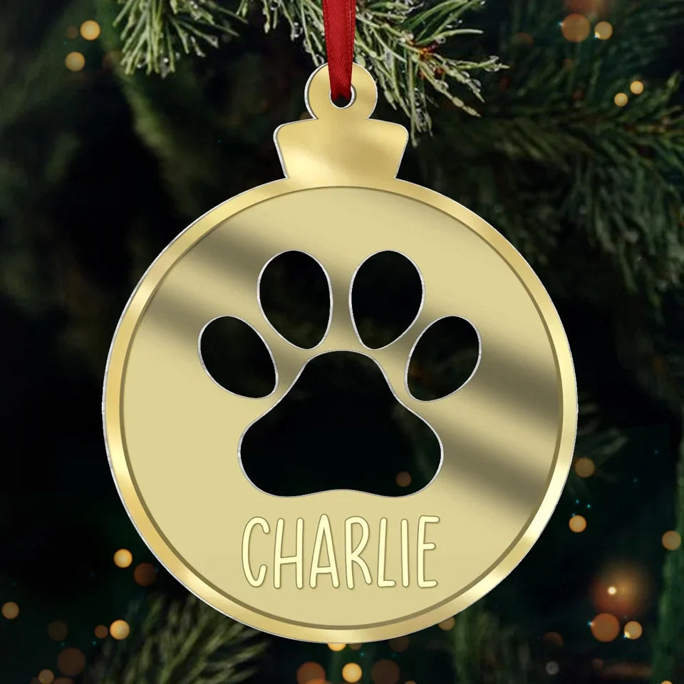 These Tiny Paws Bring Endless Joy - Dog & Cat Personalized Custom Mirrored Acrylic Ornament - Christmas Gift For Pet Owners, Pet Lovers
