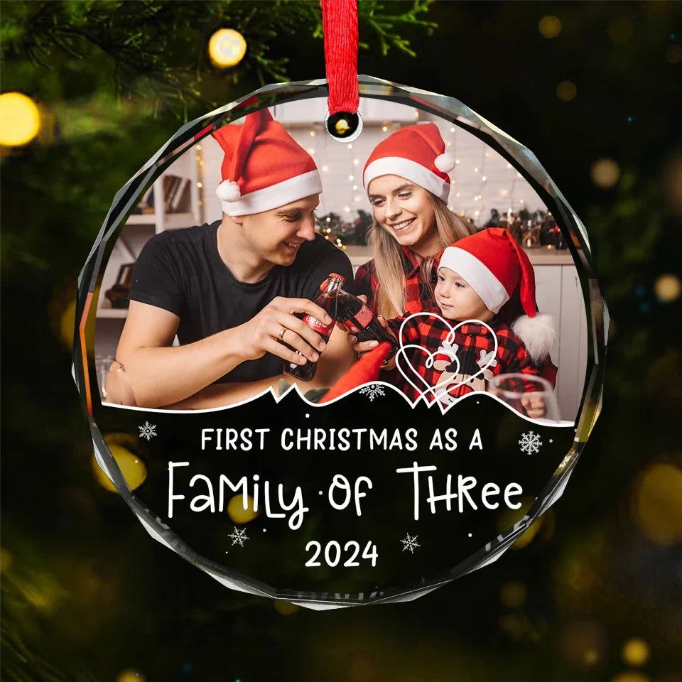 Custom Photo A Loving Family Is The Greatest Gift Of All - Family Personalized Custom Circle Glass Ornament - Christmas Gift For Family Members