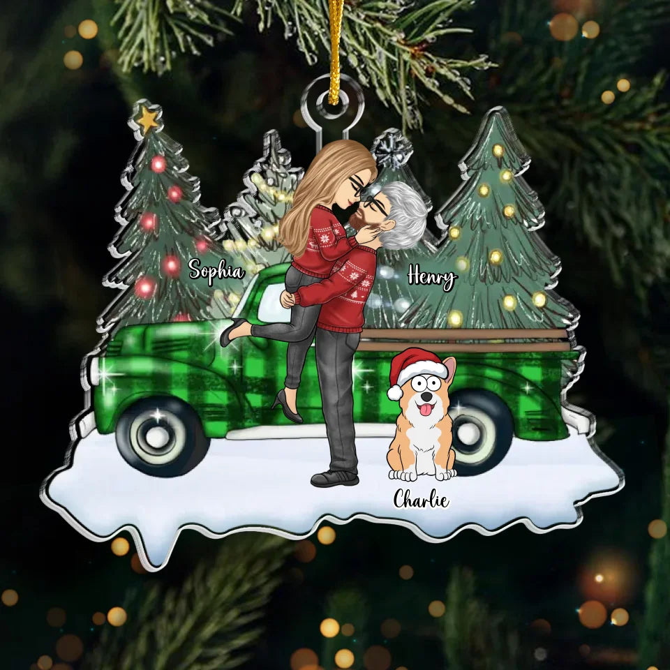 Pеts Lеavе Paw Prints On Our Hеarts - Couple Personalized Custom Ornament - Acrylic Custom Shaped - Christmas Gift For Husband Wife, Pet Owners, Pet Lovers