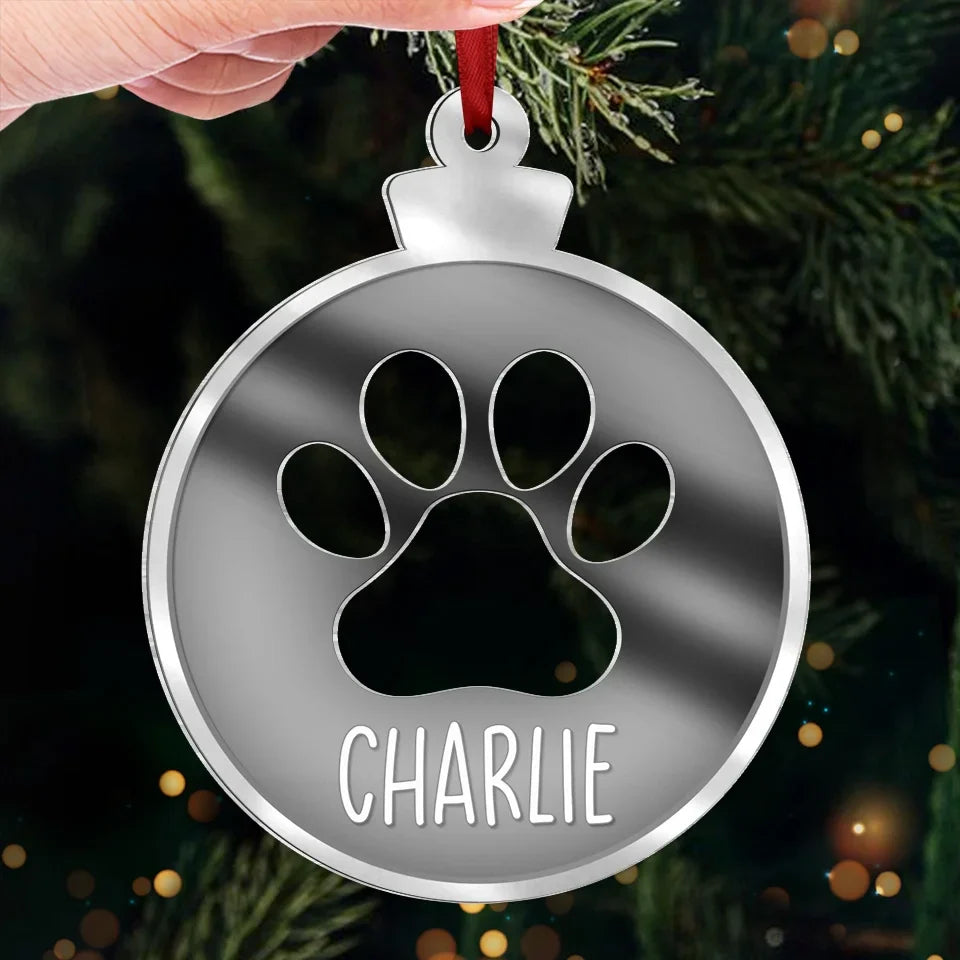 These Tiny Paws Bring Endless Joy - Dog & Cat Personalized Custom Mirrored Acrylic Ornament - Christmas Gift For Pet Owners, Pet Lovers