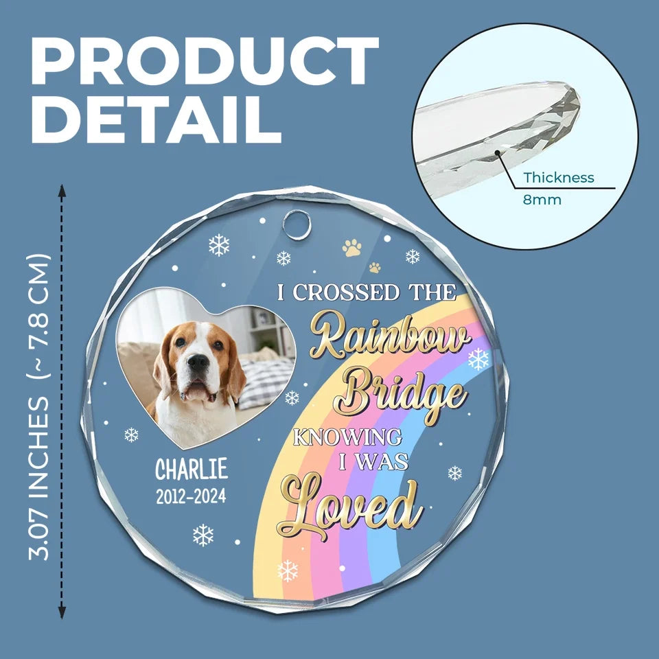 Custom Photo Our Time Together Was A Gift I Cherish - Memorial Personalized Custom Circle Glass Ornament - Sympathy Gift, Christmas Gift For Pet Owners, Pet Lovers