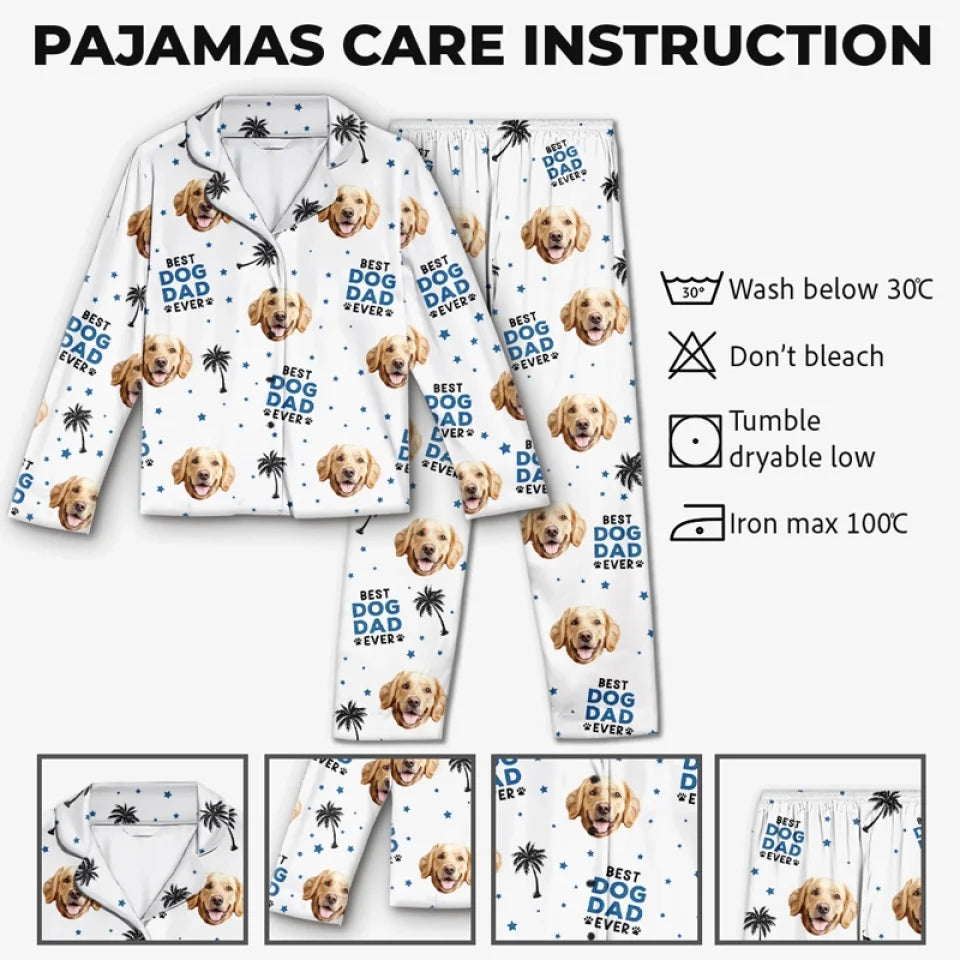 Custom Photo Best Dog Dad Ever - Dog & Cat Personalized Custom Pajamas - Christmas Gift For Pet Owners, Pet Lovers