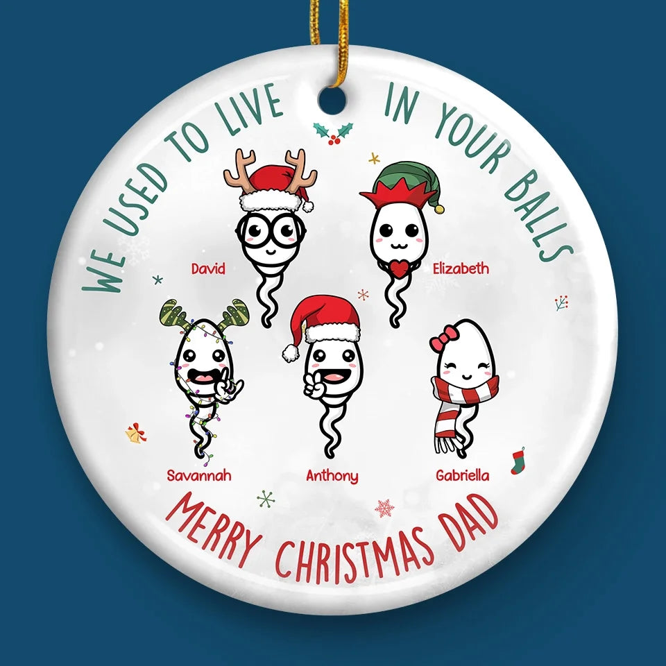 Thanks For Not Pulling Out - Family Personalized Custom Ornament - Ceramic Round Shaped - Christmas Gift For Dad, Grandpa