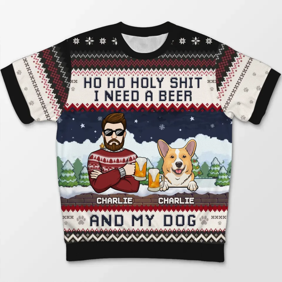 I Need A Beer - Dog & Cat Personalized Custom All Over Print Adult Short Sleeve Sweater - Christmas Gift For Pet Owners, Pet Lovers