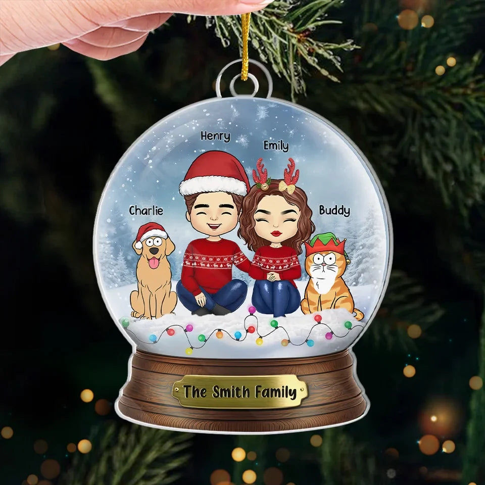Love Is A Wet Nose And A Happy Tail - Couple Personalized Custom Ornament - Acrylic Custom Shaped - Christmas Gift For Husband Wife, Pet Owners, Pet Lovers