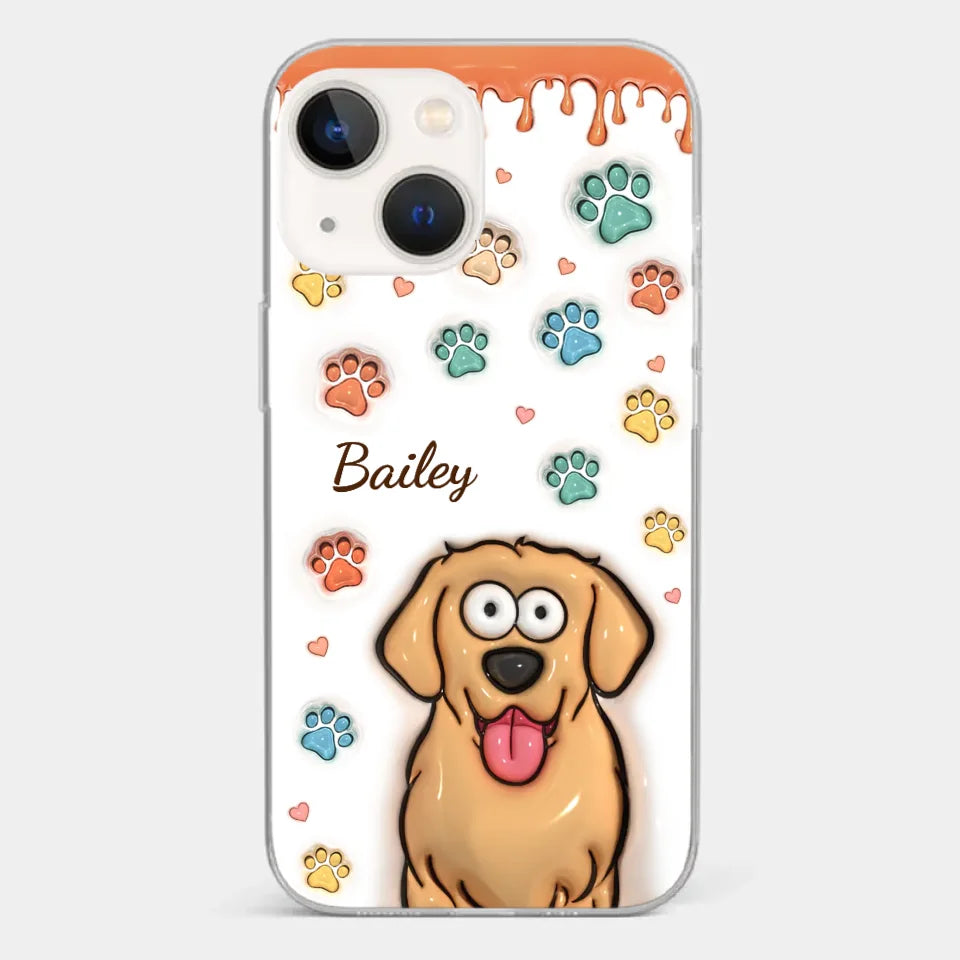 Four Paws, One Heart - Dog & Cat Personalized Custom 3D Inflated Effect Printed Clear Phone Case - Gift For Pet Owners, Pet Lovers