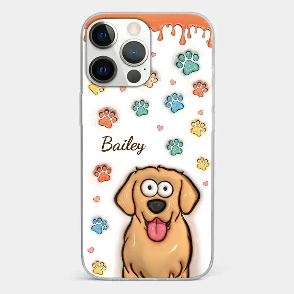 Four Paws, One Heart - Dog & Cat Personalized Custom 3D Inflated Effect Printed Clear Phone Case - Gift For Pet Owners, Pet Lovers