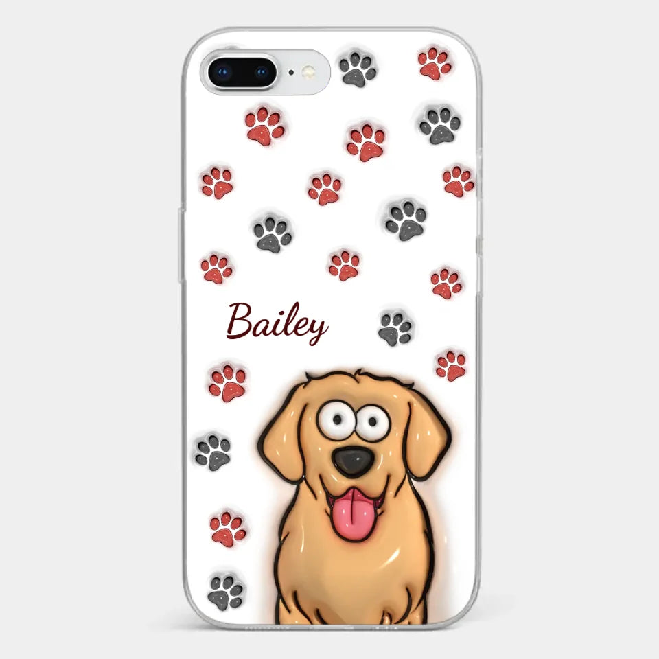 Paws And Enjoy Life - Dog & Cat Personalized Custom 3D Inflated Effect Printed Clear Phone Case - Gift For Pet Owners, Pet Lovers