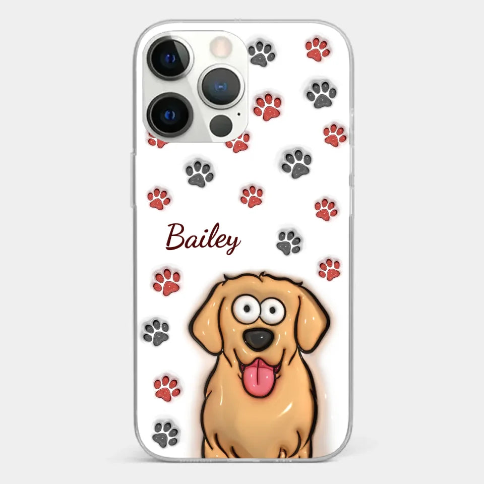 Paws And Enjoy Life - Dog & Cat Personalized Custom 3D Inflated Effect Printed Clear Phone Case - Gift For Pet Owners, Pet Lovers